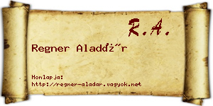 Regner Aladár névjegykártya